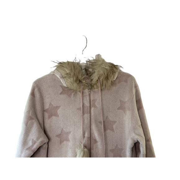 Secret Treasured SOFT Pink Star Print Half Zip Footless Hooded Pajamas XL 16/18 - Picture 7 of 12